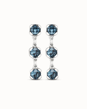 Boucles d’oreilles plaquées argent avec cristaux bleus