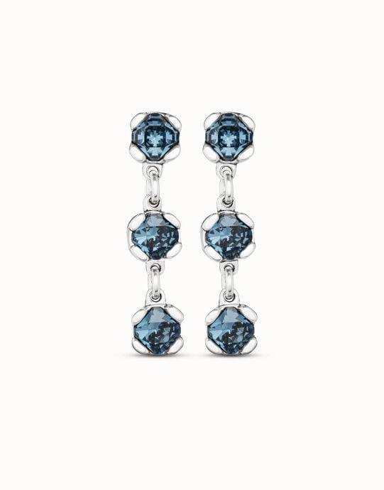 Drop earrings with blue crystals