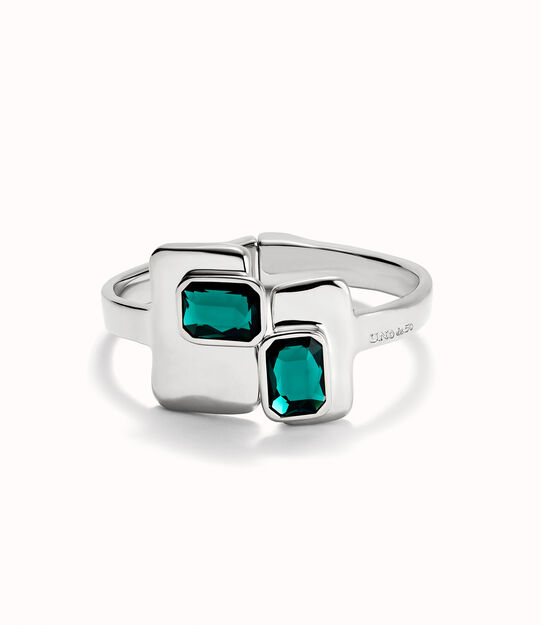 Bracciale rigido placcato argento sterling con cristalli verdi