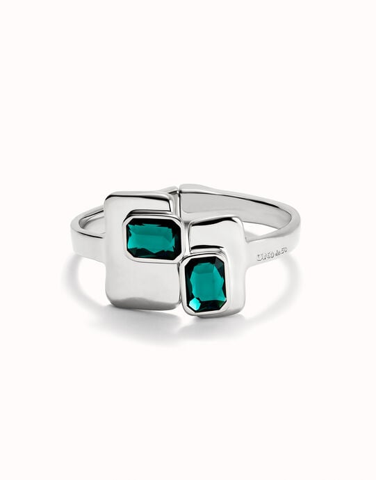 Bracciale rigido placcato argento sterling con cristalli verdi