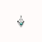 Charm placcato argento Sterling con cristallo verde.