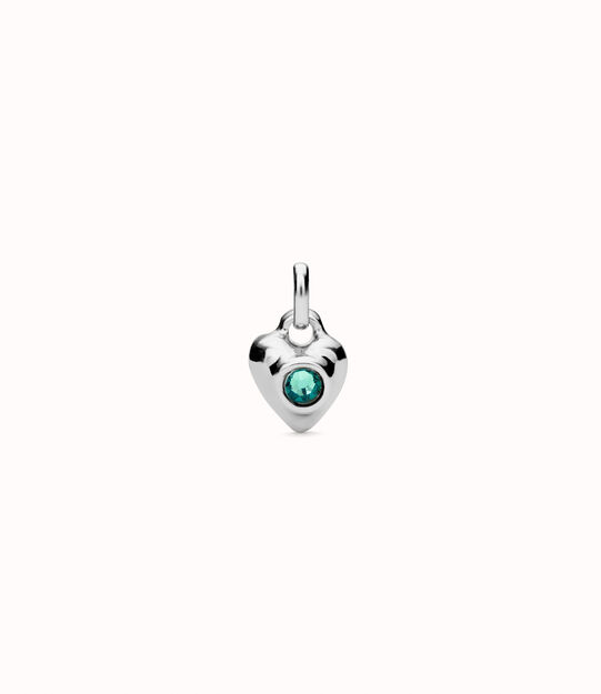Sterling silver-plated charm with green crystal.