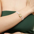 Double white leather birthstone bracelet with eye