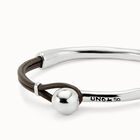 Bangle bracelet with brown leather