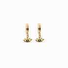 Eye-shaped drop earrings with green crystal
