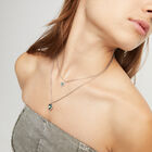 Multi-layer pendant link chain necklace with green crystal