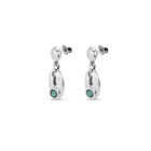 Pendientes ba&ntilde;ados en plata y cristal verde