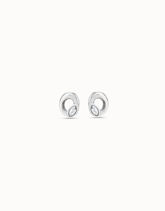 Stud oval earrings with light grey crystal