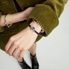 Leather bracelet with faceted black oval crystal
