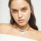 Camel leather and silk thread necklace with heart detail