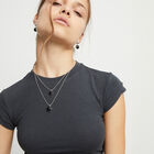 Multi-layer pendant link necklace with black murano glass