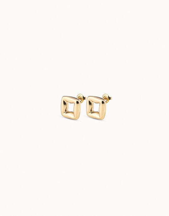 Square stud earrings, Golden, large