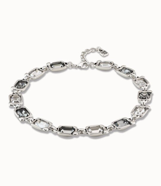 Short necklace with crystals, Silver, large