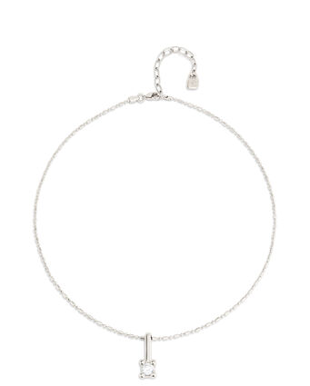 Sterling silver-plated necklace with white central cubic zirconia