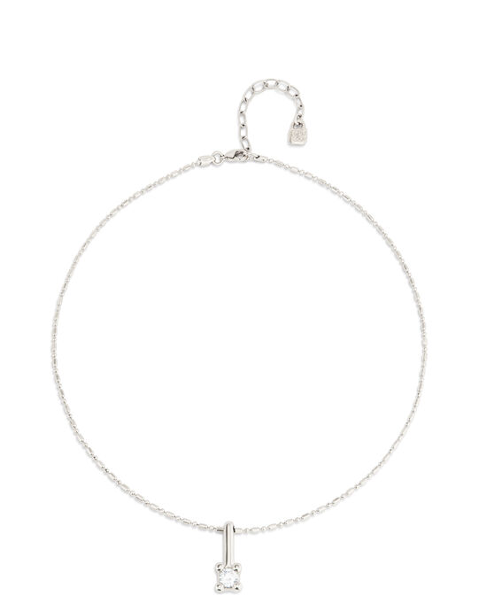 Short chain necklace with white cubic zirconia