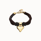 Bracelet in silk thread and brown leather with heart