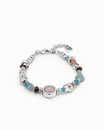 Pulsera bañada en plata de ley con piedras y cristales