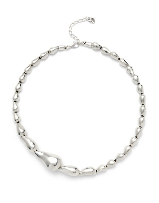 Collar ba&ntilde;ado en plata con gotas encadenadas