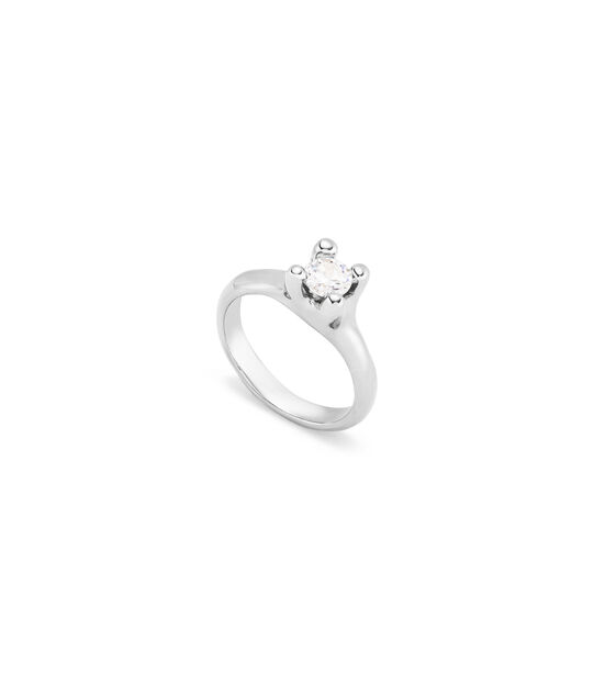 Sterling silver-plated ring with white cubic zirconia