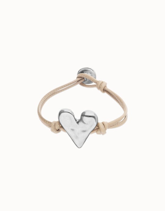 Camel leather bracelet with heart detail