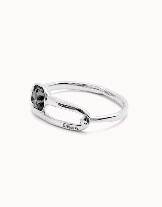 Bangle bracelet with a black crystal