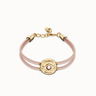 Double pink leather birthstone bracelet with eye