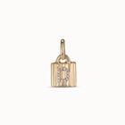 18K gold-plated padlock charm with topaz letter D