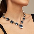 Necklace with 12 faceted blue crystals