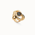 Ring with heart and central black crystal