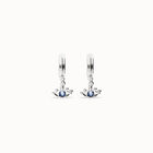 Eye-shaped drop earrings with blue crystal