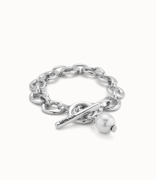 Sterling silver-plated link bracelet with a pearl
