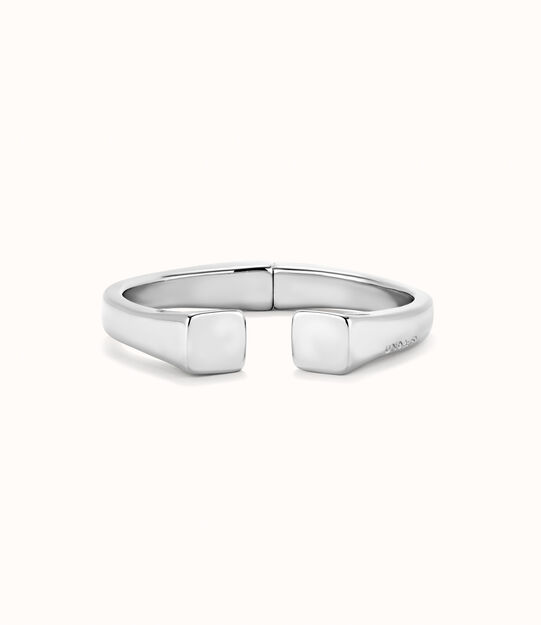 Pulsera rígida bañada en plata de ley acabado liso y forma cuadrada