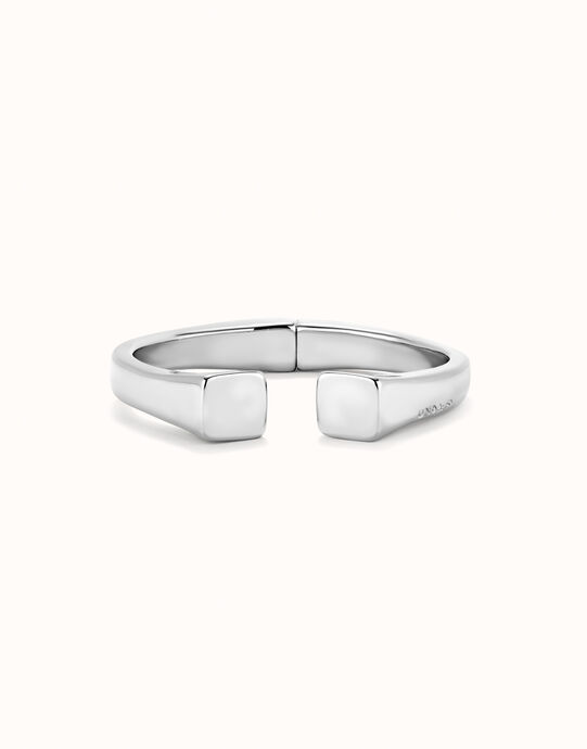 Bracelet rigide plaqu&eacute; argent finition lisse et forme carr&eacute;e