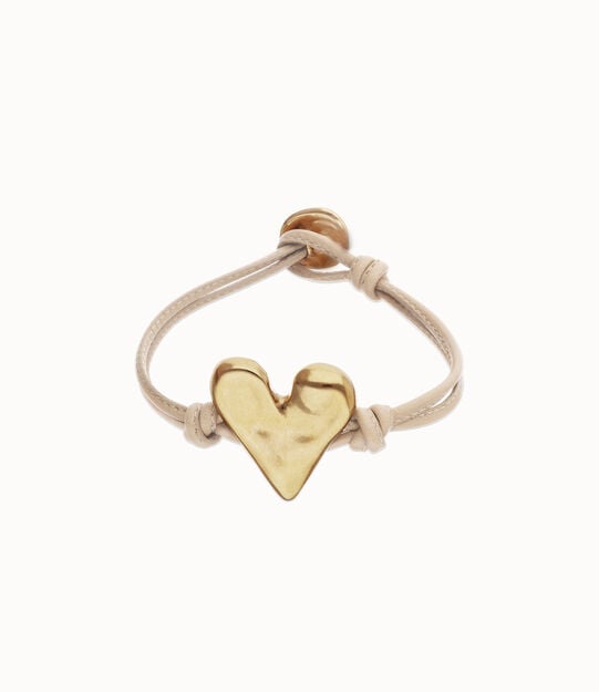 Camel leather bracelet with heart detail