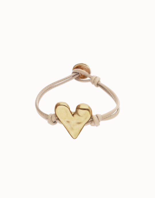 Camel leather bracelet with heart detail