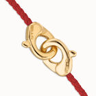 Red leather bracelet with interlocking carabiner