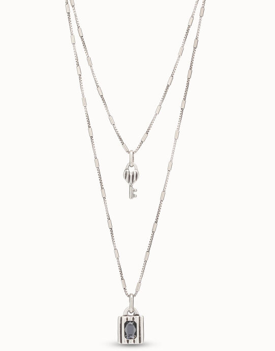 Multi strand long chain pendant necklace with charms