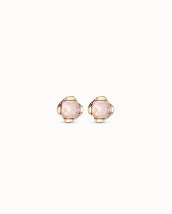 Boucles d’oreilles plaquées or 18 carats avec cristal rose