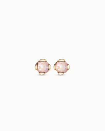 Pendientes bañados en oro 18K con cristal rosa