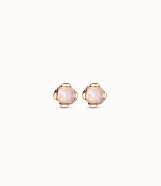 18K gold-plated earrings with pink crystal