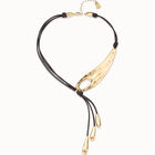 Leather necklace with fringes with drops