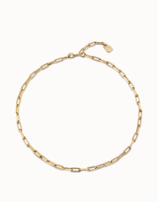 Cadena corta ba&ntilde;ado en oro de 18k, Dorado, large