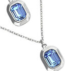 Double necklace with two rectangular faceted crystals