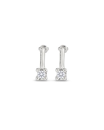 Sterling silver-plated medium sized earrings with white cubic zirconia