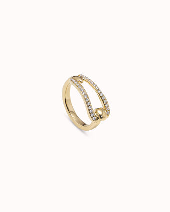 18K gold-plated link shaped ring with topaz