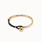 Pulsera semir&iacute;gida ba&ntilde;ada en oro 18k con cuero de color marr&oacute;n
