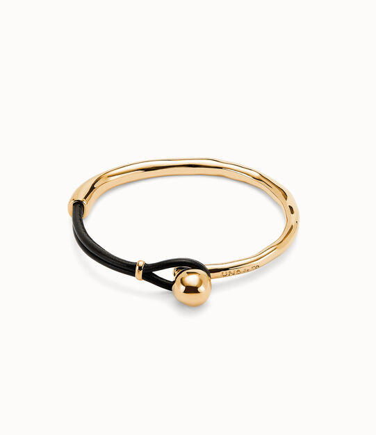 Bangle bracelet with brown leather