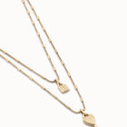 Colgante de oro con 2 cadenas y charms de llave y candado