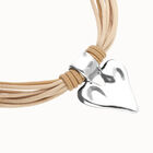 Camel leather and silk thread necklace with heart detail