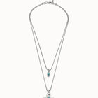 Collar ba&ntilde;ado en plata de ley con dos cadenas de diferentes largos con Charms de cruz